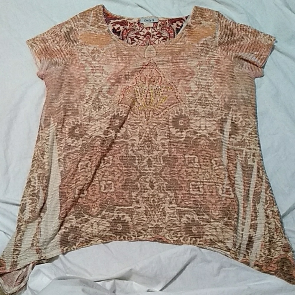Only 9 blush/multi short sleeve 2x top